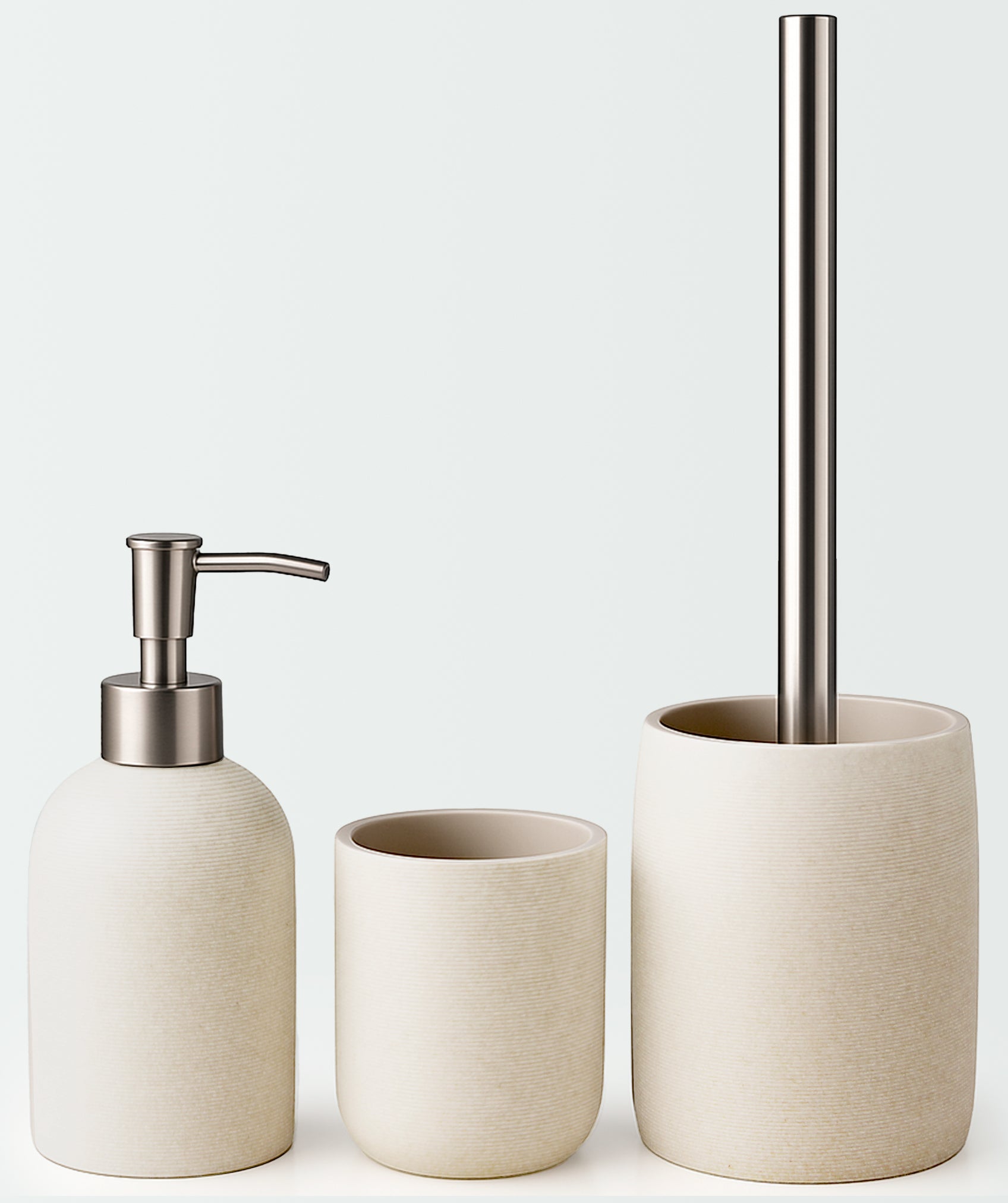 Juego de 3 accesorios de baño de resina - Beige