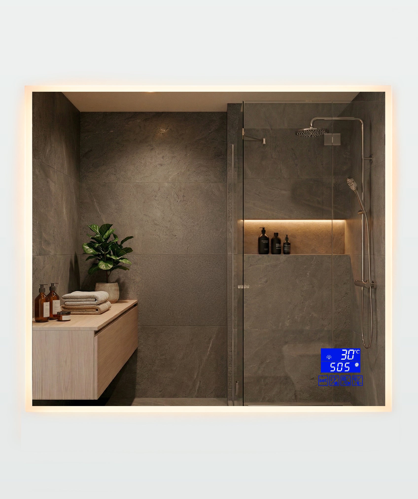 Espejo con bluetooth y luz LED tipo 1 regulable