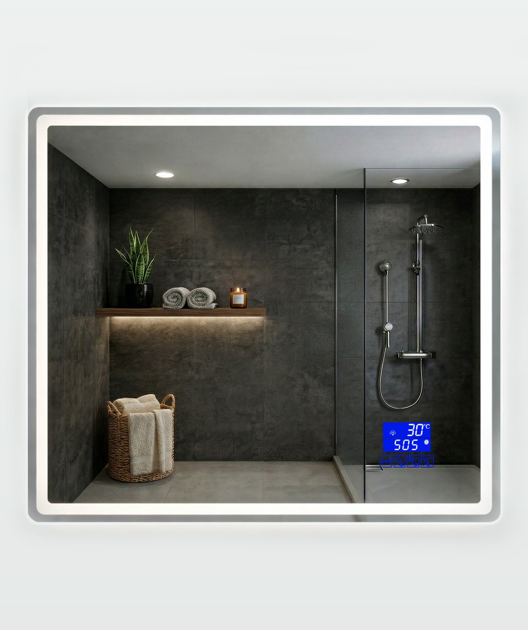 Espejo con bluetooth y luz LED tipo 2 regulable