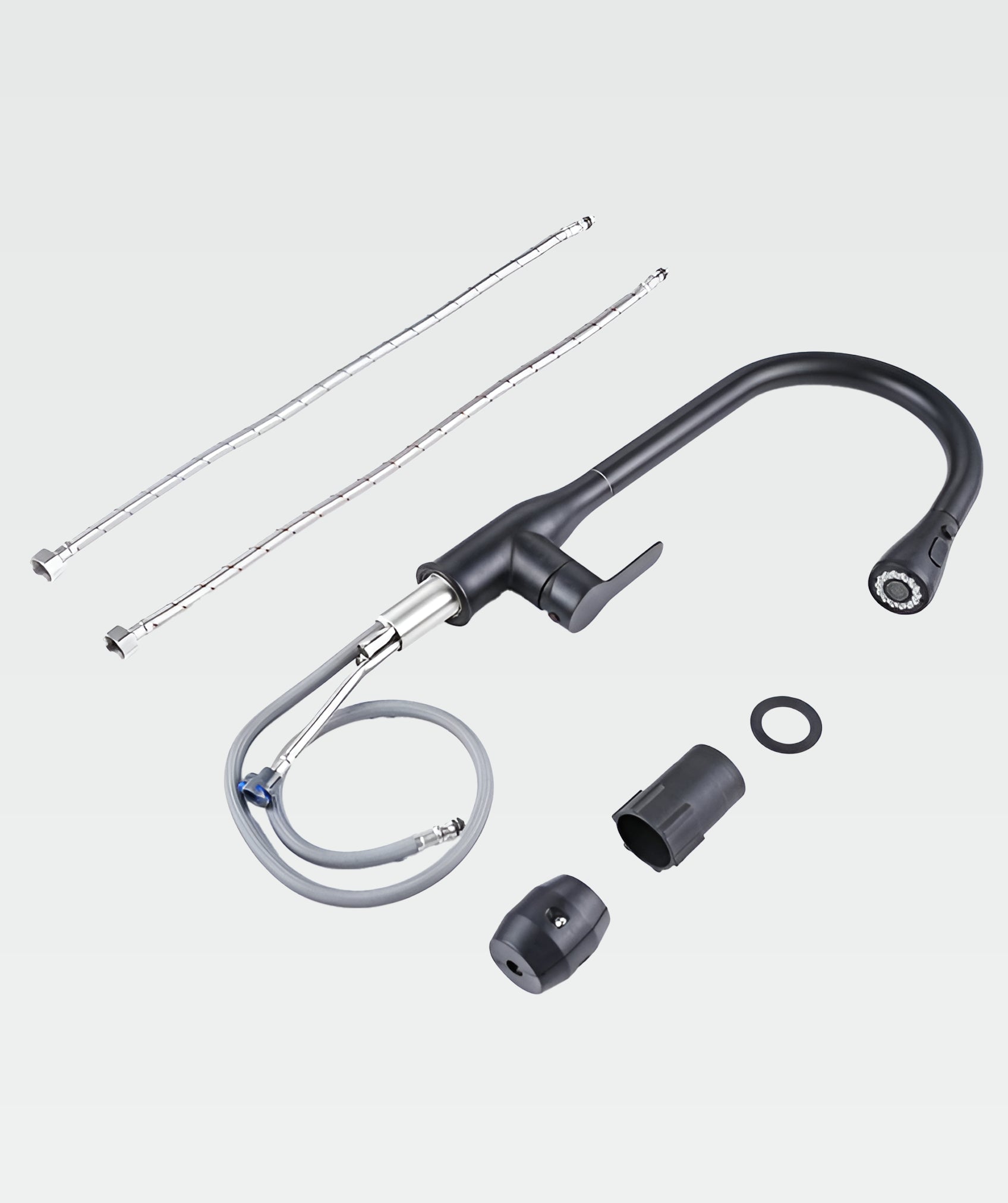 Grifo de cocina extraíble de acero inoxidable negro (Barnafoss)