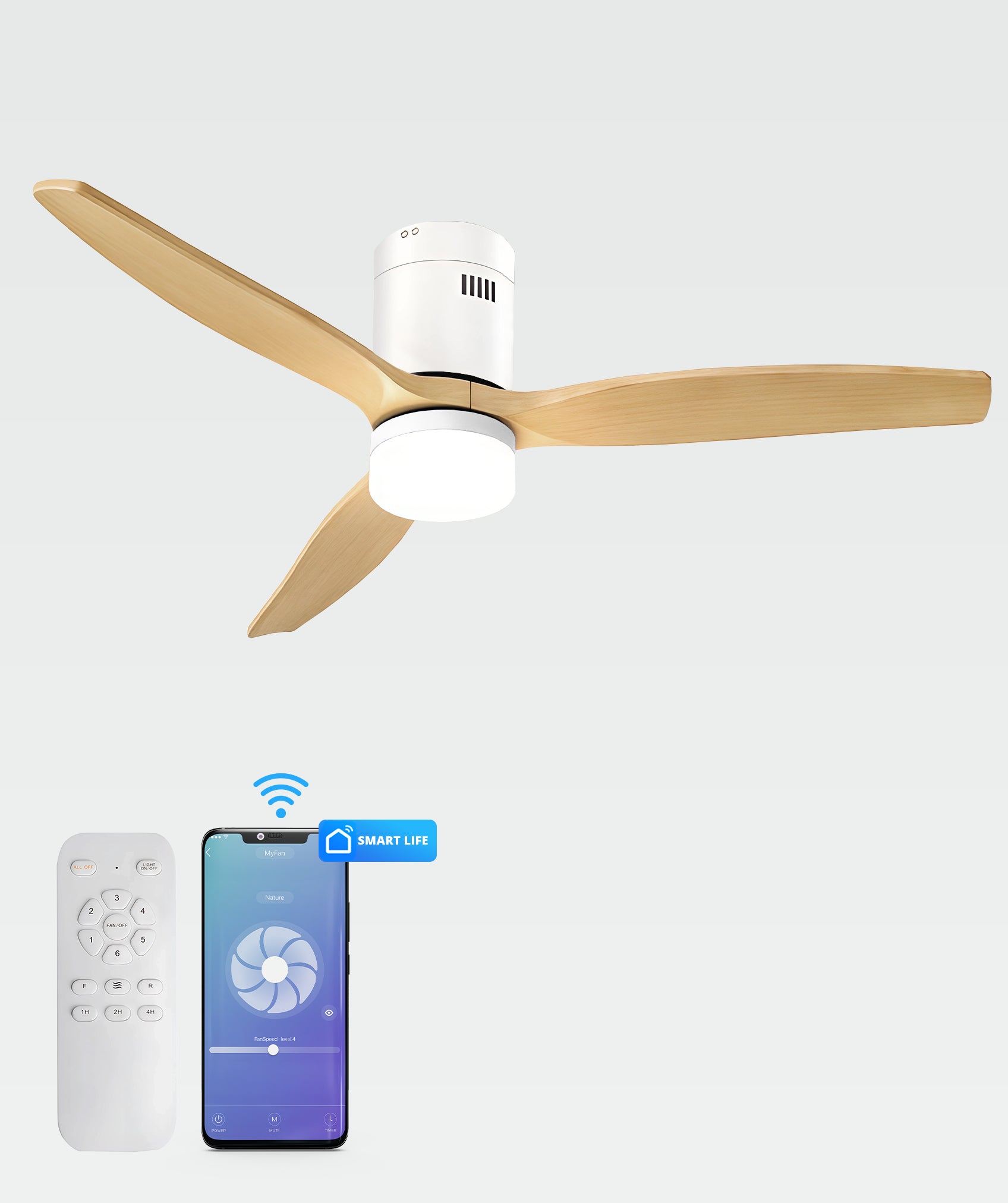 Ventilador de techo en madera