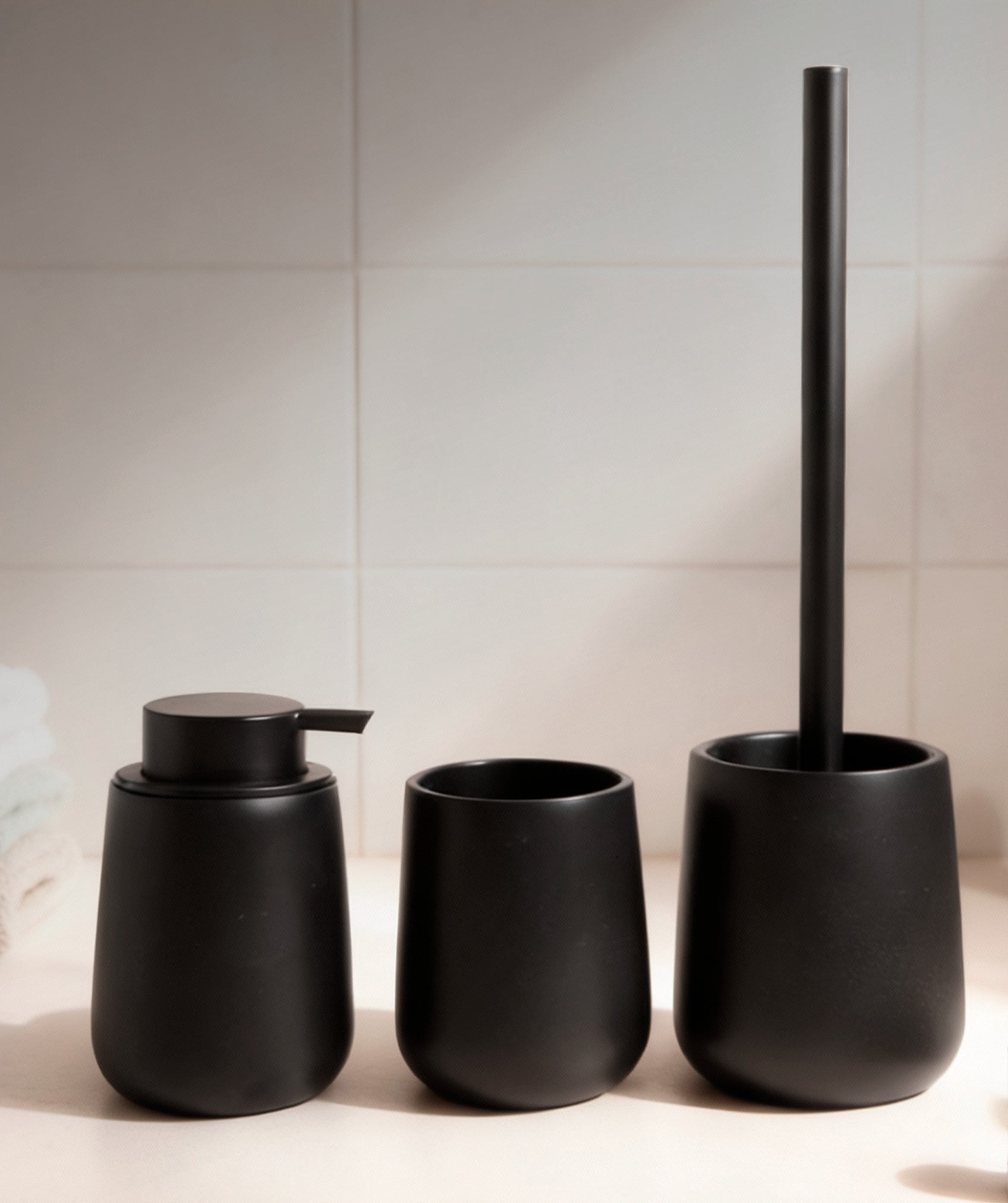 Juego de 3 accesorios de baño de resina - Negro