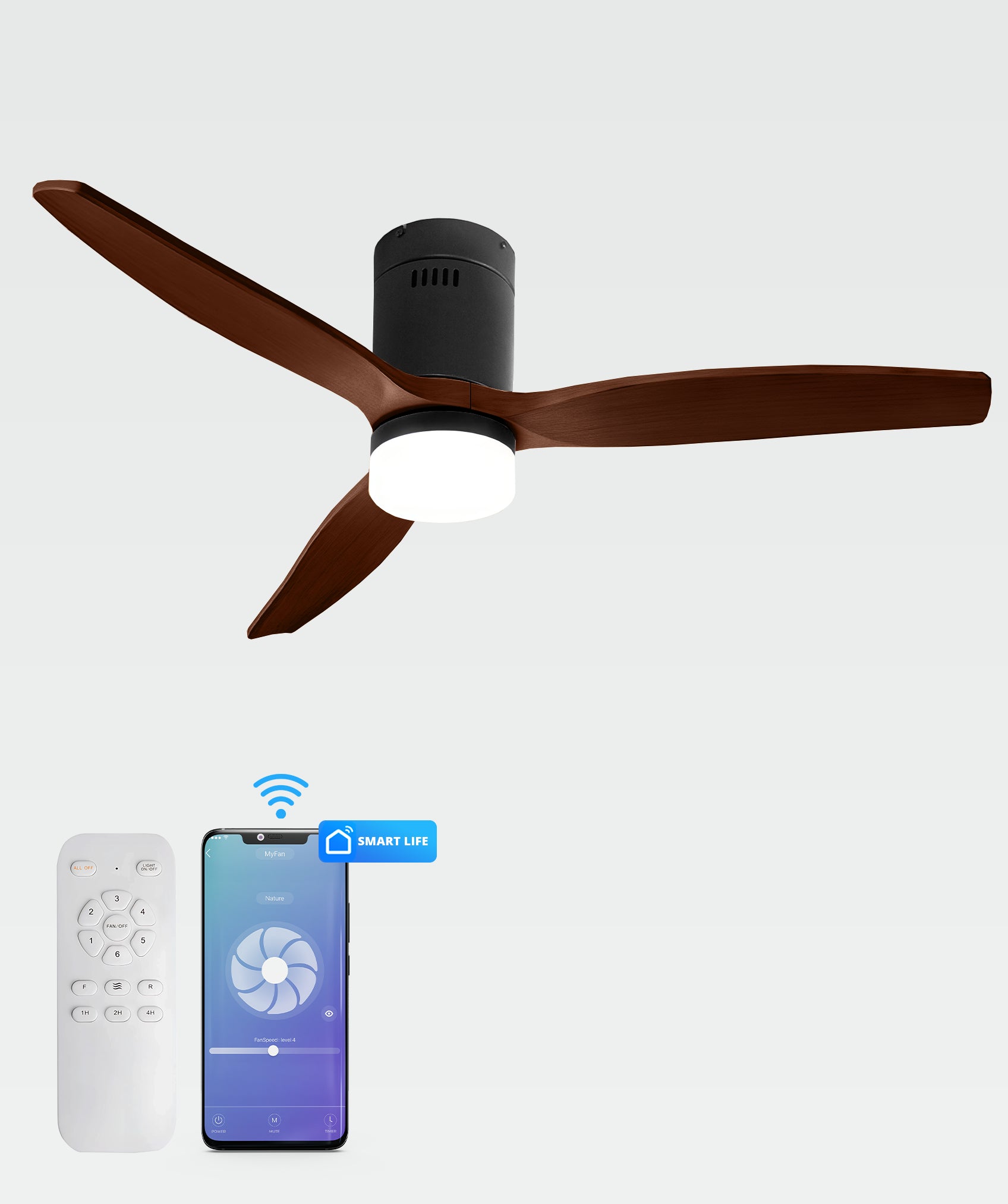 Ventilador de techo en madera