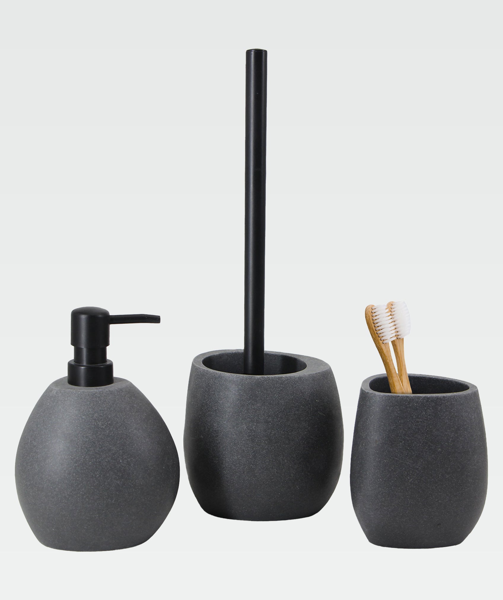Juego de 3 accesorios de baño de resina - Gris